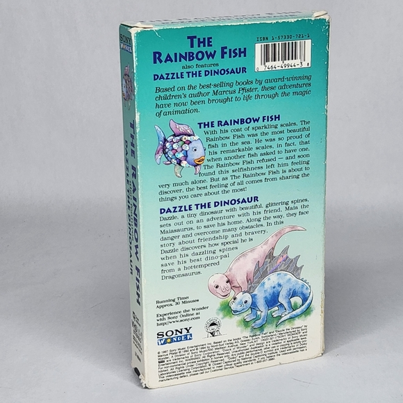 The Rainbow Fish Also Features Dazzle The Dinosaur VHS 1997 Marcus Pfister - Picture 3 of 3